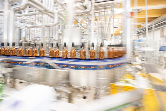 In der Produktionshalle: Pro Stunde befüllt Winzer Krems rund 15.000 Flaschen mit Wein.